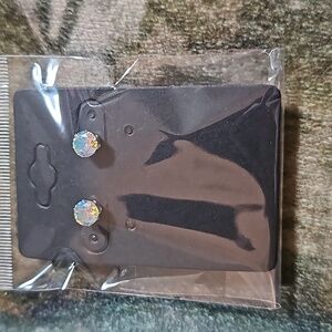 Surgical Stainless Steel Aurora Borealis Crystal CZ Stud Earrings New